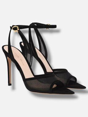 Gianvito Rossi Women's Black 105mm Dorotea Suede Sandal Shoes Size 39.5